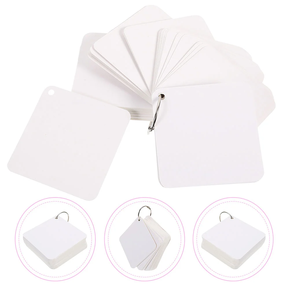 

300 Sheets Blank Flashcards Notecards with Ring Vocabulary Notes Rings Paper for Studying Office Memory