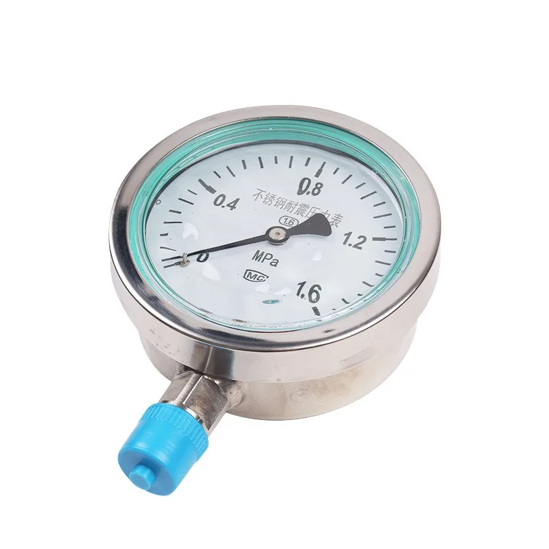 YN-100BF stainless steel shock-resistant pressure gauge, radial axial high-temperature oil-filled threaded digital