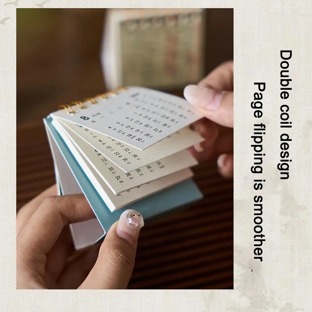 Chinese Retro Mini Desktop Calendar, Pequeno Calendário do Advento, Decoração para Casa e Escritório, 2022