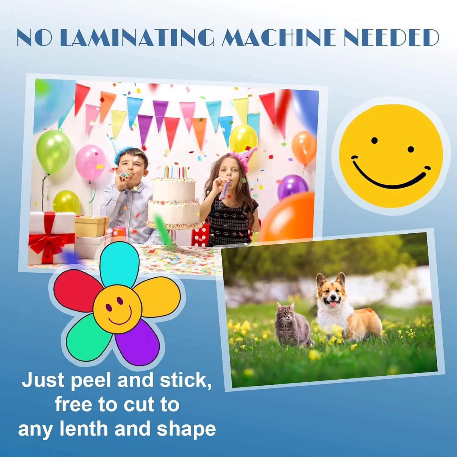 50 حزمة A4 صفائح الترقق ذاتية اللصق لامعة شفافة مقاومة للماء لحماية المستندات للصور لا حاجة آلة