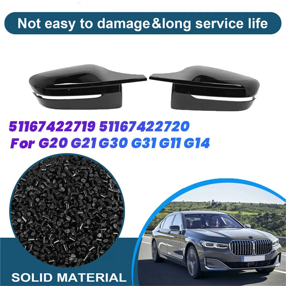 1Pair Car Rearview Mirror Shell Ox Horn Cover 51167422719 51167422720 for BMW G30 G38 G20 G11 G12 G14 Wing Mirror Caps