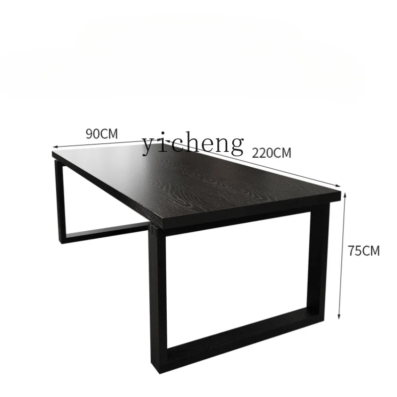 

Tqh Solid Wood Living Room Large Long Desk Light Luxury Modern Black Computer Desk Home Desk