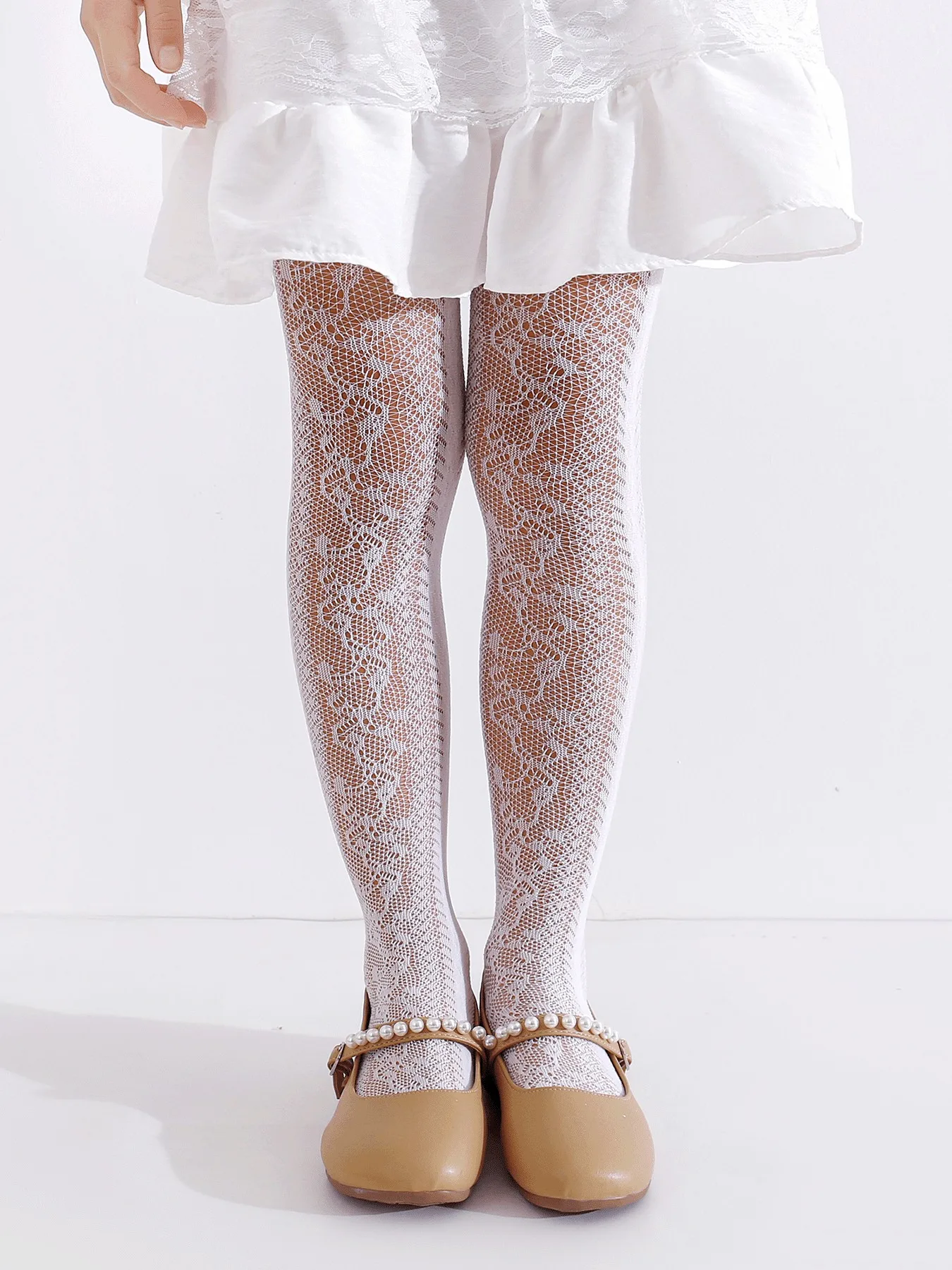 3Pcs Girls Floral Lace Mesh Tights Soft Breathable Sheer Pantyhose Princess Daily Party Dress Stockings for Toddler Kids 1-11Y