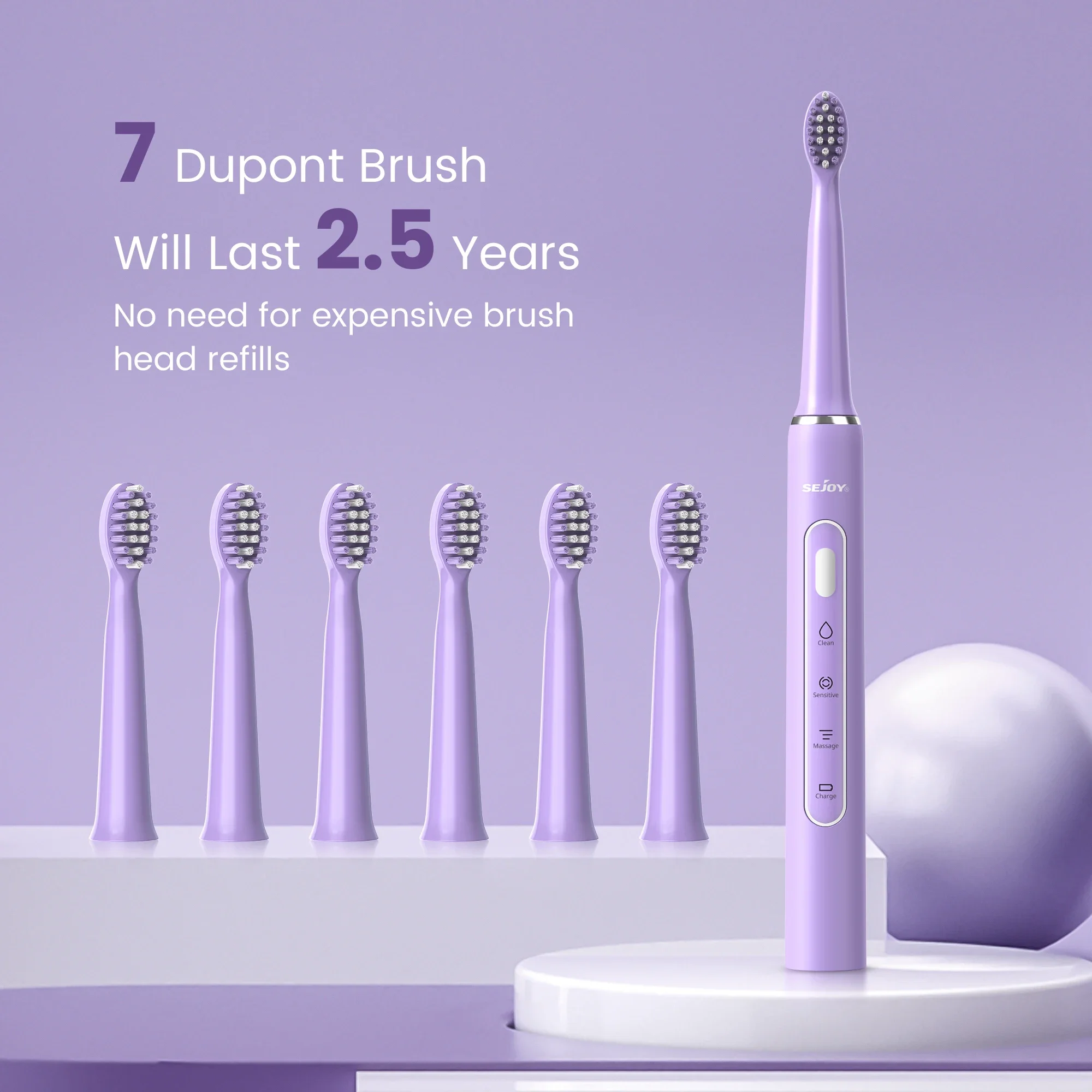 SEJOY Oral Cleaning Sonic Electric Toothbrush Personal Care Appliances IPX7 3 Modes Smart Rechargeable Automatic Toothbrush