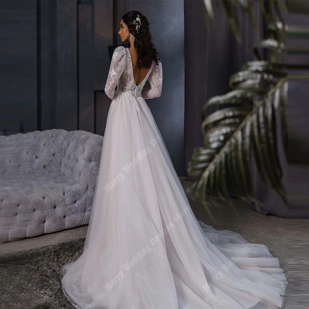 2025, fascinerende a-lijn trouwjurken voor dames, modern elegant kant, bloemenprint, bruidsjurken, feest, rugloze gewaden de mariee