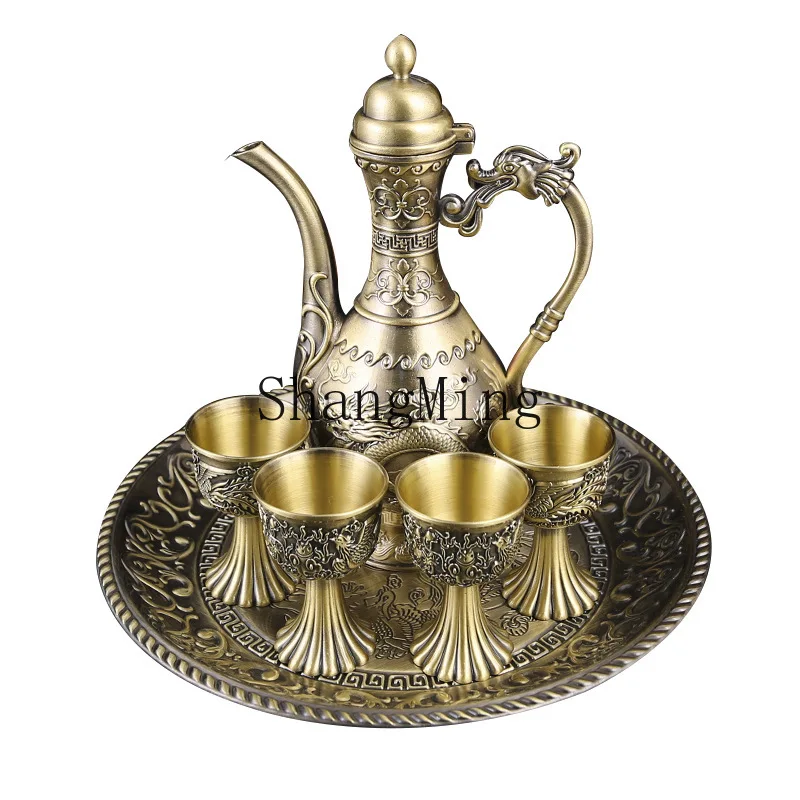 

DSA high-end wine set gift box household imitation bronze Baijiu pot dispenser small wine glass