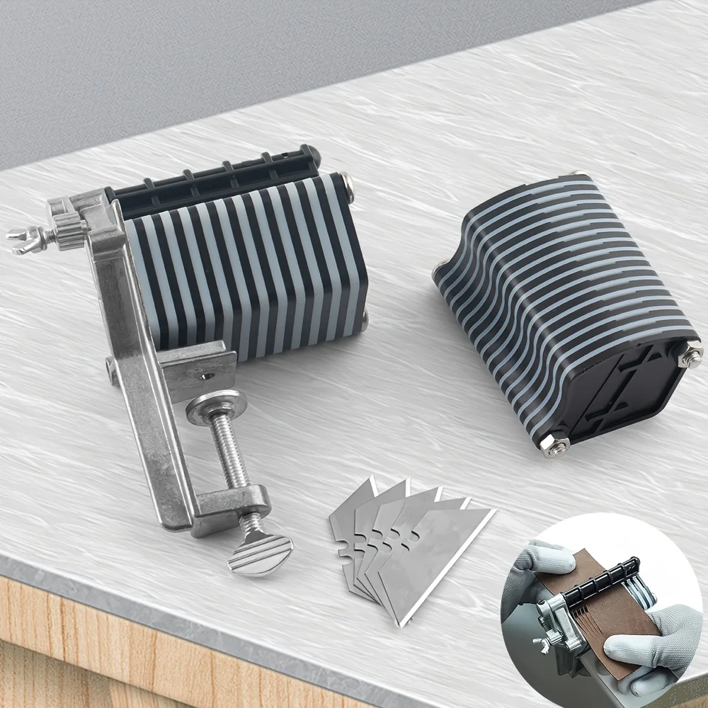 Cortador de precisión Hobbyworker para cuero sintético, encaje, flecos, trenzado y fabricación de cinturones, con características de seguridad metálicas duraderas.