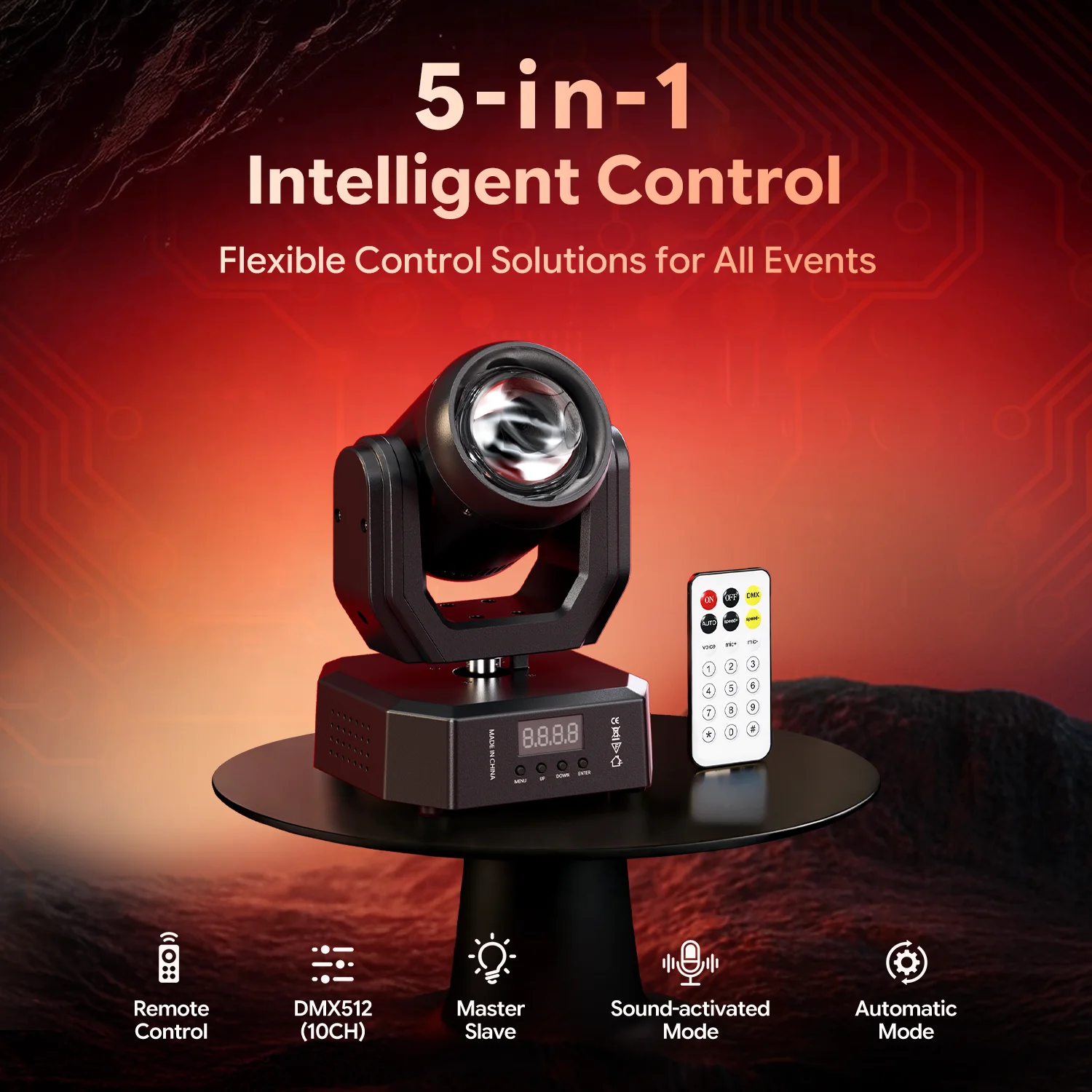 Datewink Mini 50W R/G/B/W LED Moving Head Light DMX Remote Control 4Color Beam Stage Lights For DJ Disco Party Wedding Nightclub