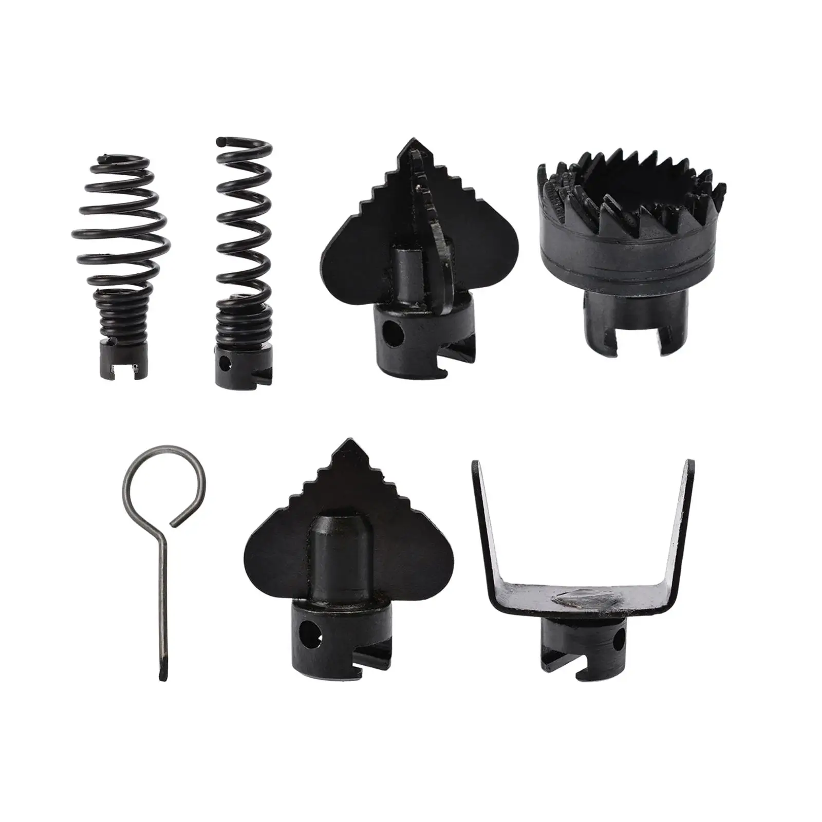 7Pcs Cutter Heads Set Assembly Auger Adapters Pump Cleaner Portable Duct Unblocker Sturdy for Floor Drain Pipeline Cleaning