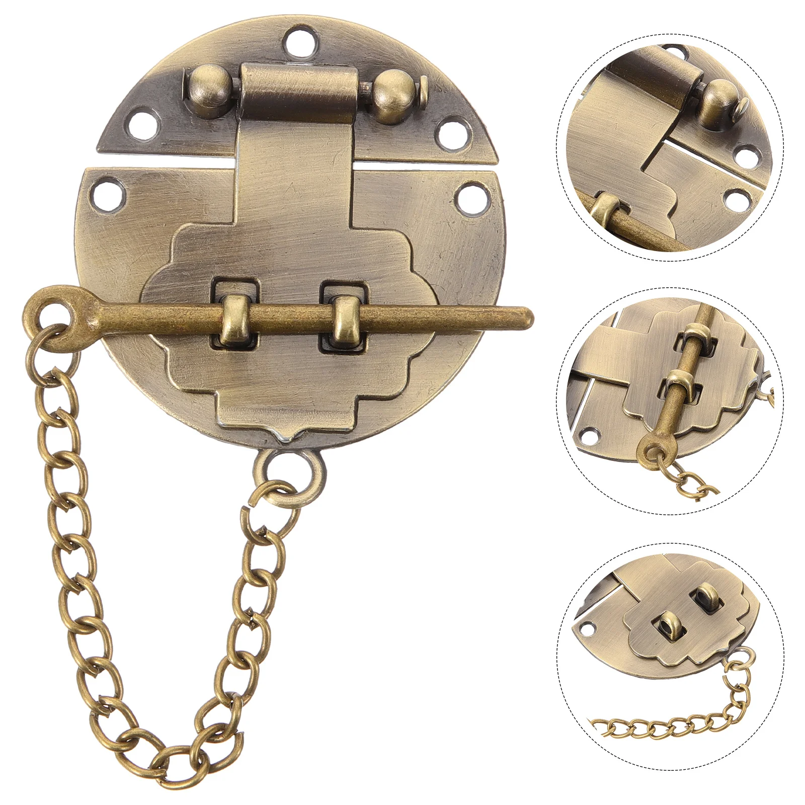 

Vintage Metal Hasp Lock Chain Decorative Small Jewelry Box Buckle Replacement for Wooden Gift Cabinet Boxes Small Latch
