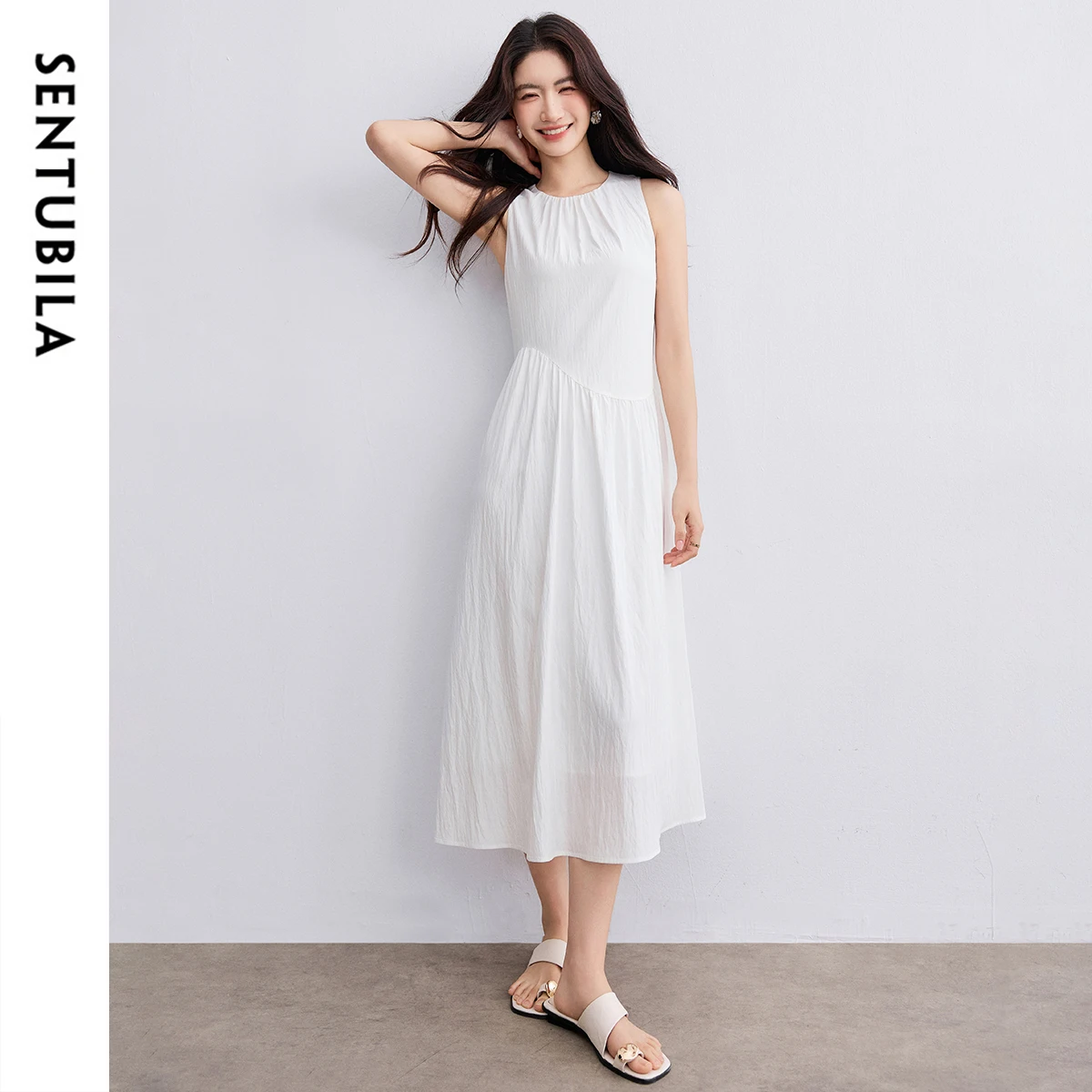

SENTUBILA Women's Simple Long Dresses Summer 2025 New Collection Sleeveless Formal Dress One-piece Loose Woman Clothes Q52LB2177