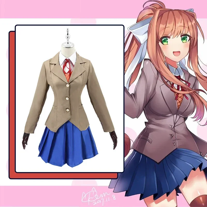 2024 Sayori Yuri Natsuki Monika Cosplay Costume Doki Literature Club Cos Sets School Uniform Anime Halloween Cloth For Wome MN10