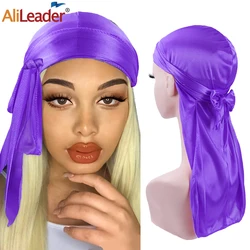 Silk Satin Durags Bandanas Turban Hat Unisex Headwrap Wigs Satin Durag Pirate Biker Headwear Headband Durag Hair Accessories