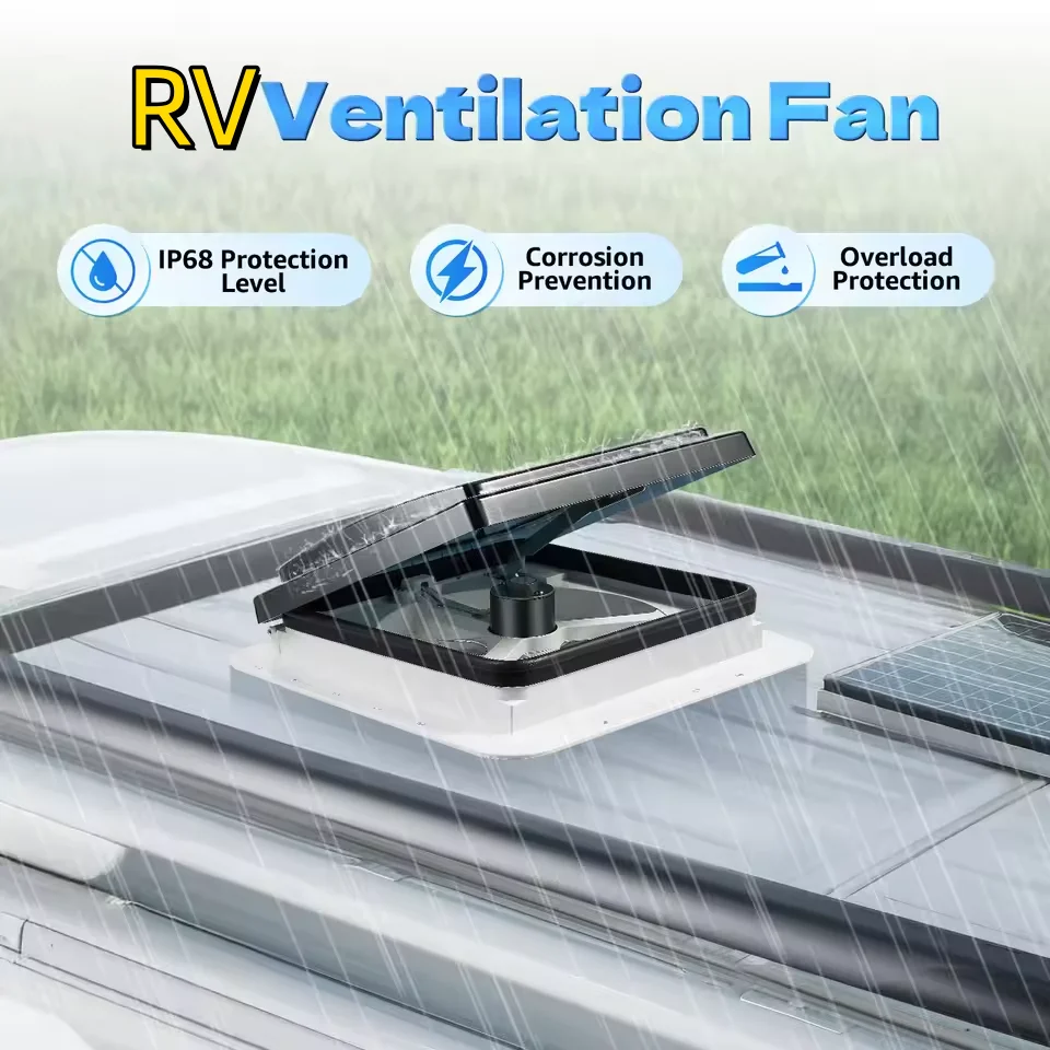CE Roof Ventilation Fan 280x280mm Motorhome Caravan Stainless Steel Insect Protection Reversible Fan LED Light Energy Saving