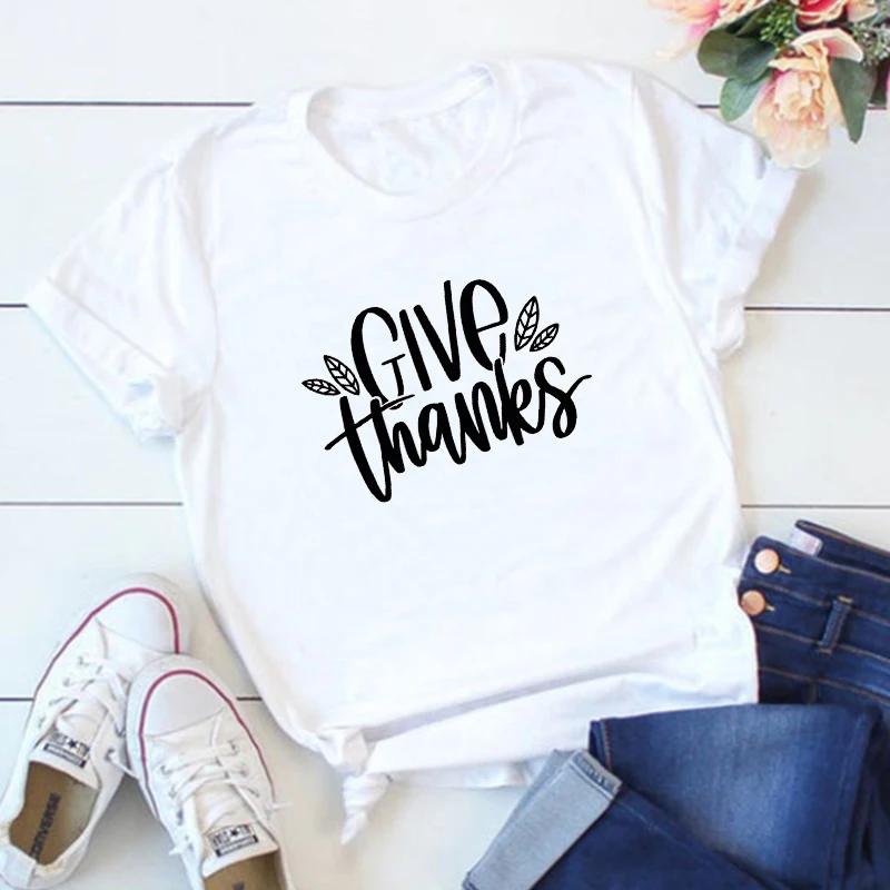 

Give Thanks Shirt Thanksgiving Tshirt Fall Clothes Women Classic Hello Fall Shirt Women Sexy Welcome Fall Tees Cotton 100%