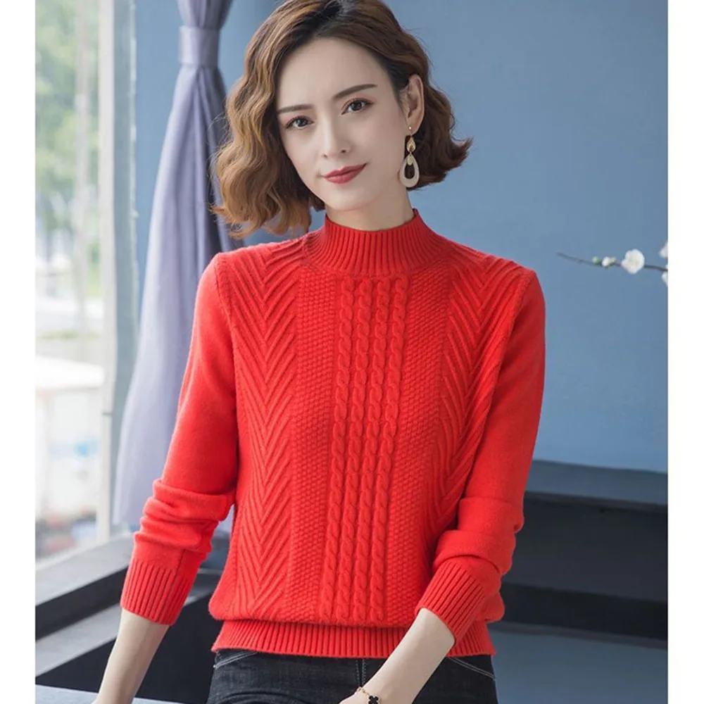 2024 NEW Spring Autumn Women Pullovers Sweater Women Loose Thick Cashmere Wool Knitted Sweater Mother Jumper Knitting Tops