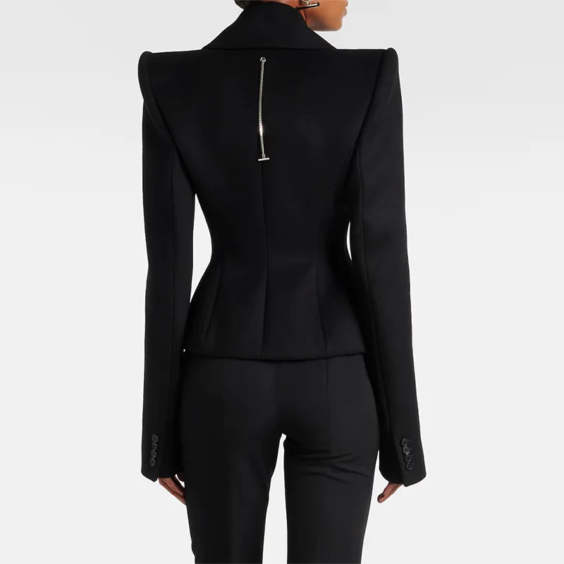 Luxury Brand Spring Autumn Lapel Tweed Jacket New Double-Breasted Minimalist Slim Outerwear Long-Sleeved Top Design Short Coat
