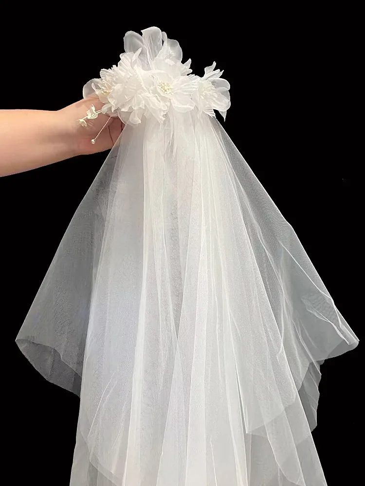 

Bridal Flower Veil Silk Yarn Elegant Wedding Headgear Fashion Location Travel Wedding Accessories