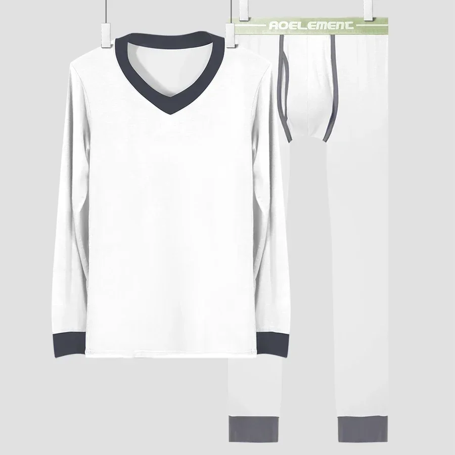 5 pezzi da uomo modello sottile con scollo a V base slim fondo giovanile mutandoni lunghi e caldi