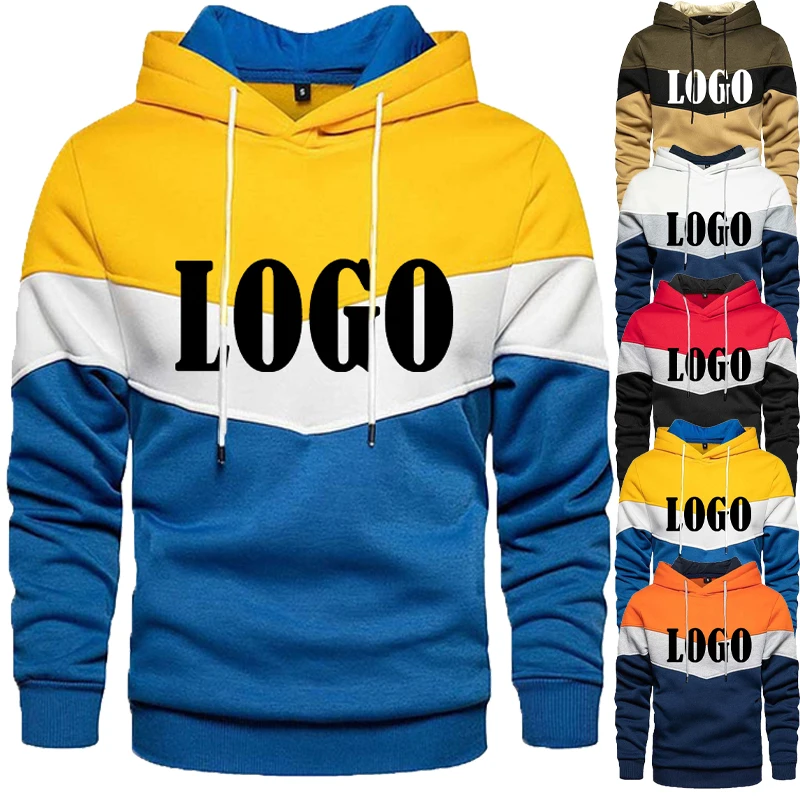 

Customized Men's Splicing Hoodies Casual Autumn Winter Long Sleeves Hooded Sweatshirts Outdoors Sport Tops