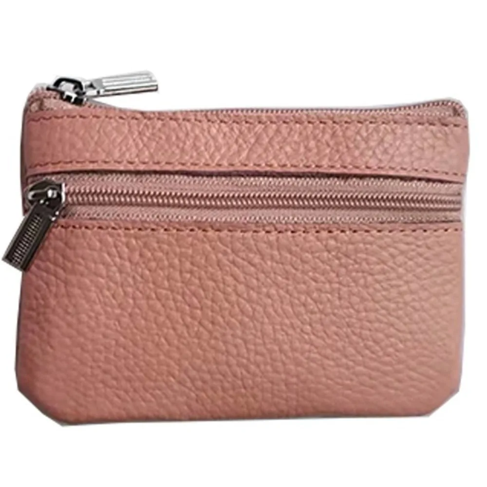 

Fashion Leather Coin Purse Wallet Solid Color Zipper Storage Bag Vintage With Card Slots Coin Organizer Unisex