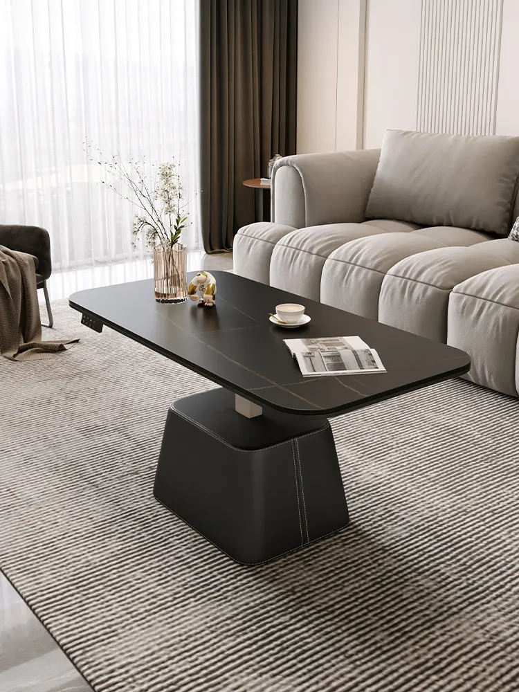 Slate intelligent lifting coffee table dining table dual-purpose light luxury small apartment movable simple living room multi-f