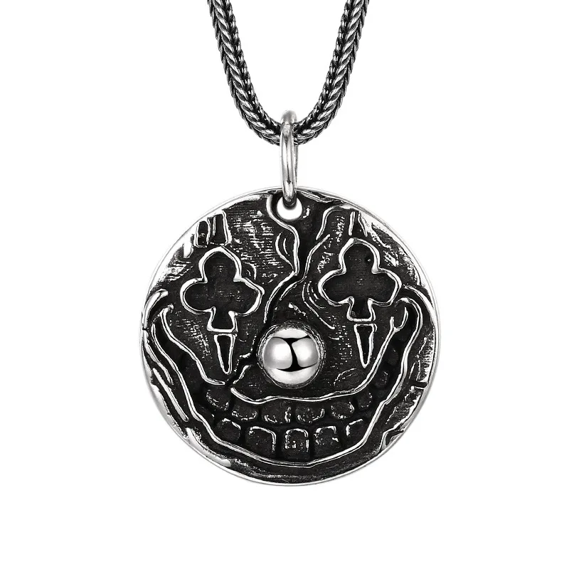 925 Sterling Silver Joker Coin Pendant - Detailed Vintage Distressed Finish Gothic Unisex Necklace Gift