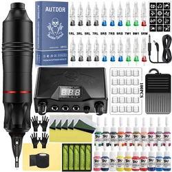 Professional Tattoo Machine Kit Set Rotary Tattoo Pen Kit Power Supply Needle Ink DC Interface Tattoo Gun Makeup Kit Complete