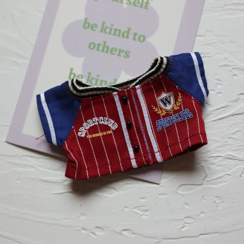 Para labubu pano esportes casaco roupas v1v2v3 17cm boneca uniforme de beisebol roupas pingente de vinil boneca roupas esportivas menino presentes