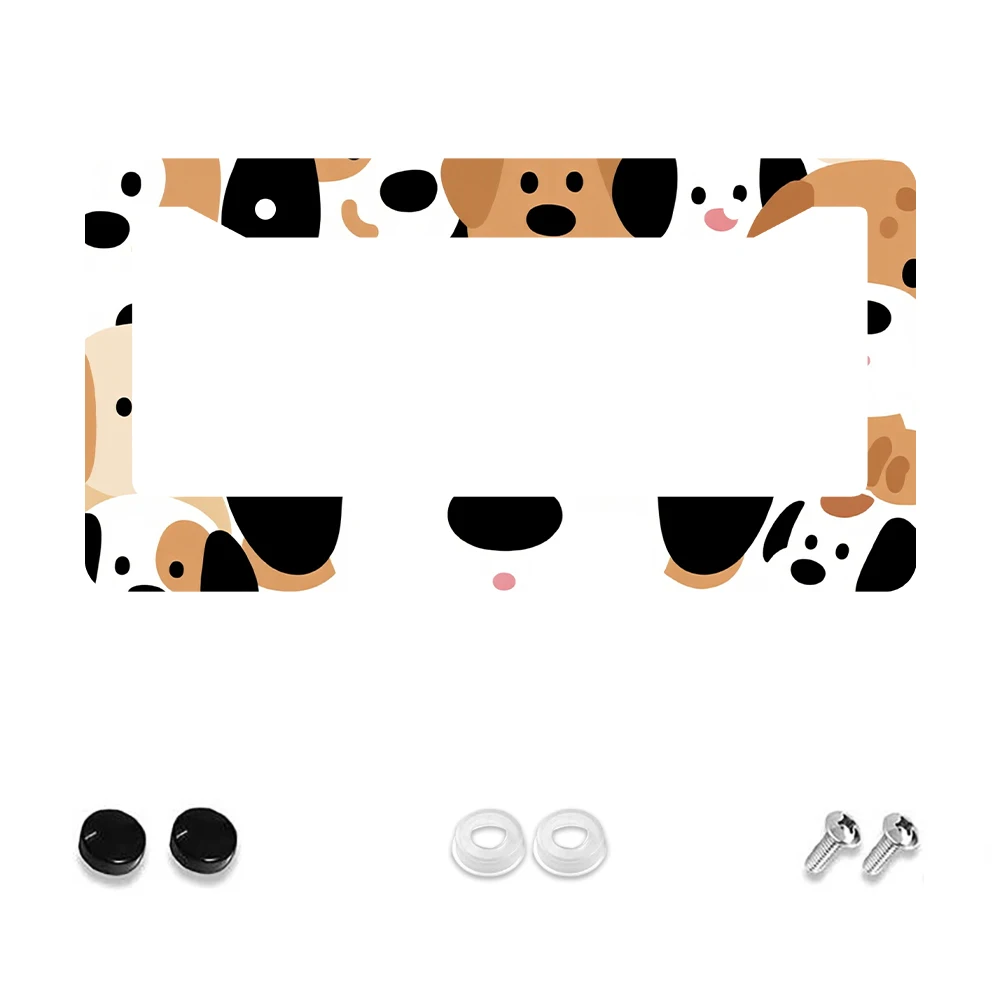 

1 шт. коричнево-белая рамка номерного знака с рисунком собаки с 2 отверстиями, алюминиевый материал, 6x12 дюймов, с набором винтов, Fun Car Dec