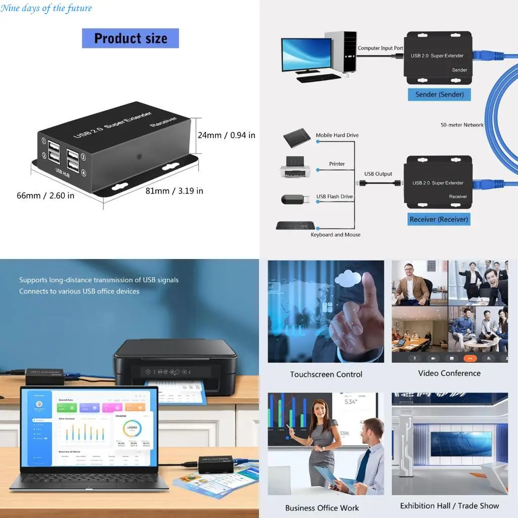 

USB2.0 Extender Over Ethernet Rj45 Cat6 for Webcam Camera Printer Disc E65A