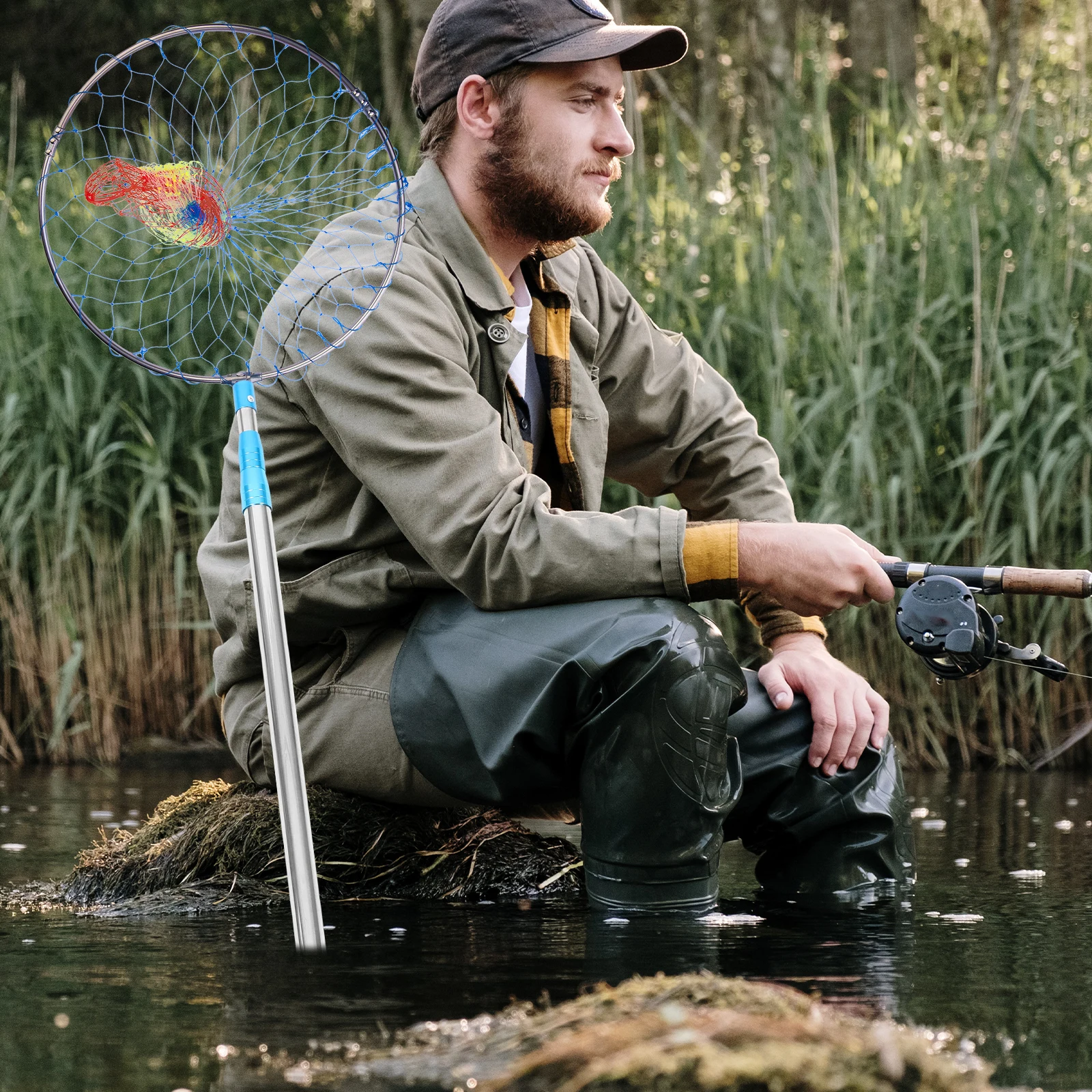 

Portable Stainless Steel Fishing Net Support Rod Durable Shrimp Crawfish Trap Fixator Fishing Accessories Shrimp Netting Rod