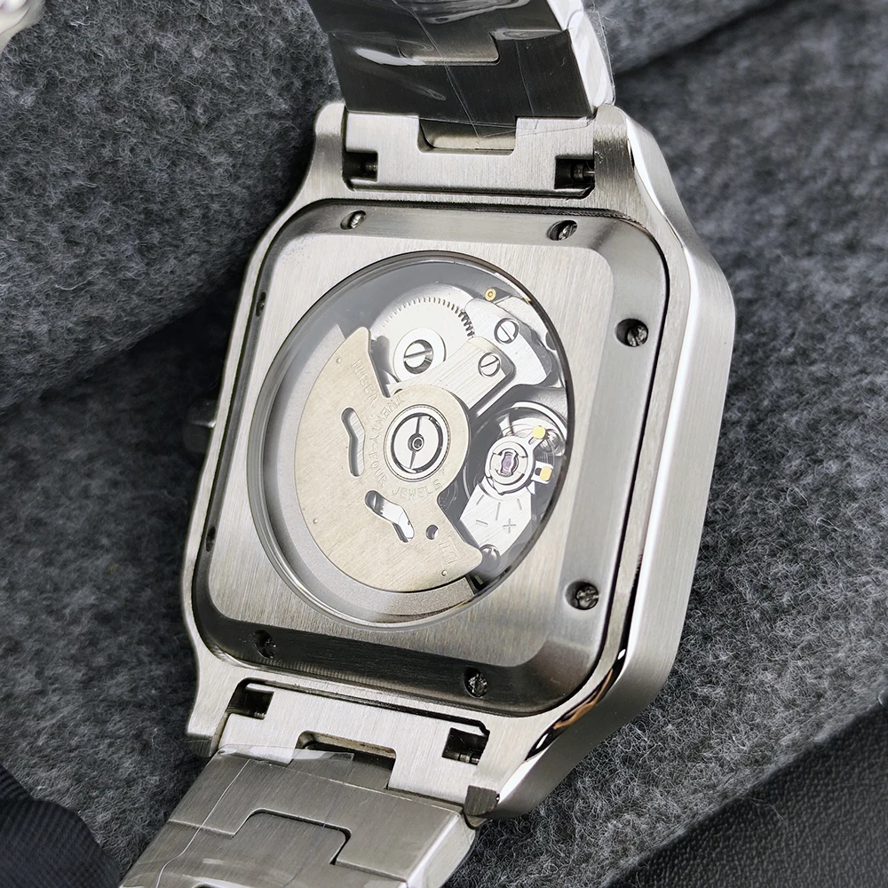 ساعة NH35 مربعة 38 ملم F-9.5 ساعة رجالية من الفولاذ المقاوم للصدأ بشعار مخصص مناسبة لساعة الحركة NH35 #5