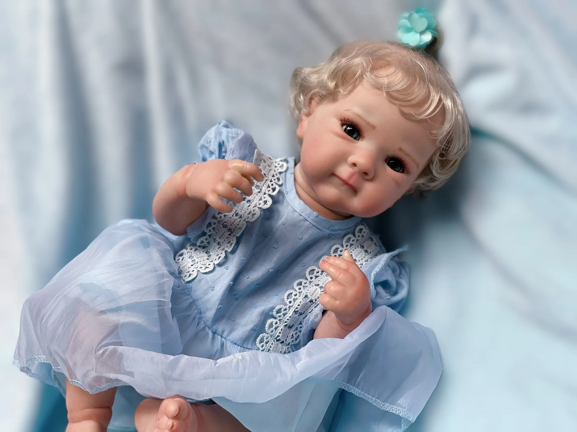 18-20 Zoll offene Augen Bettie Reborn Baby Mädchen Puppe wasserdichte Vinyl Puppe mit verwurzelten weißen Haaren handgemachte lebensechte echte Bebe Reborn