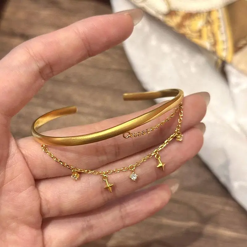 

Элегантные браслеты с микроинкрустацией сверкающими бриллиантами и кисточками, античное золото, глянцевый метеоритный браслет для женщин, ювелирные изделия