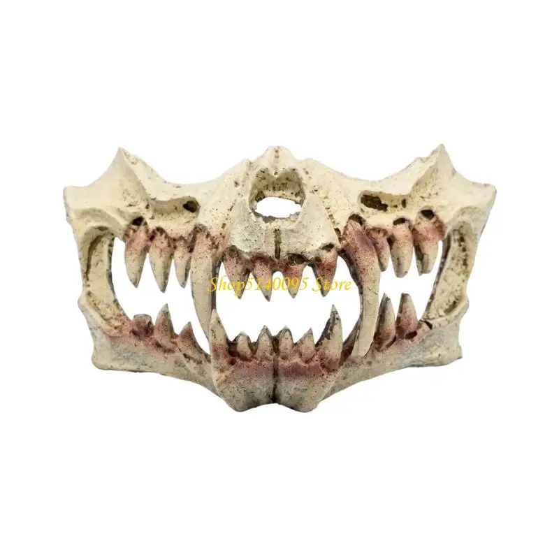 DXAE Role Play Mask Prop, Open-Mouth Creature Teeth Lower Face Costume Accessory for Themed Parties, Halloween and Photo Looks