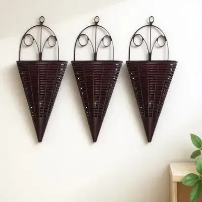 3-delige hangende mand geweven muuropslagorganisator rustieke orchideebloem plantenbak binnen buiten decor orchidee hangende plantenbak