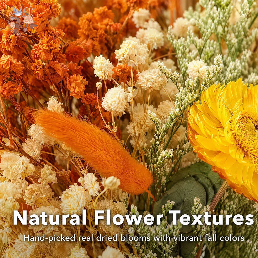 Autumn Dried Flowers Bouquet Natural Orange Pampas Grass Eucalyptus for Thanksgiving Table Centerpiece Boho Home Decor DIY Gifts