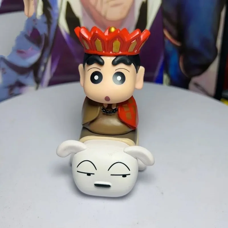 New Crayon Shin-chan Cos Tang Monk Rding a White Loong Horse Xiaobai Jigong Buddha Creative Hand Figure Car Ornament Animation