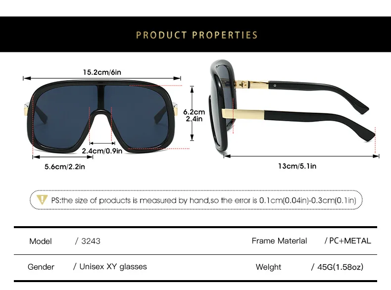 Mode One Piece Shield Sonnenbrille für Frauen Vintage Big Frame Maske Gradient Sonnenbrille Damen Outdoor Driving Shades Uv400 – Detail 12