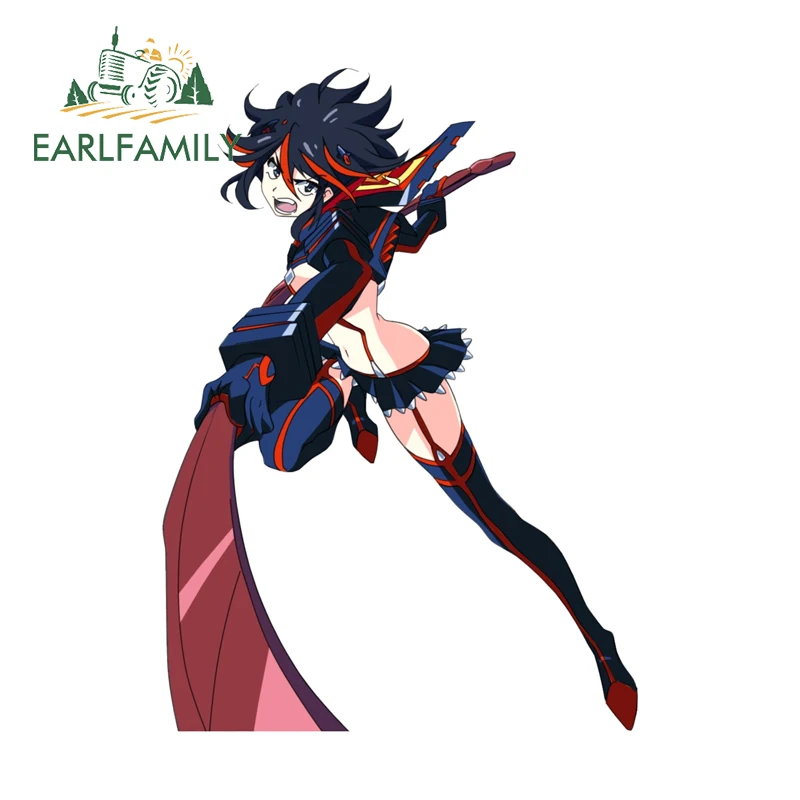 EARLFAMILY Ryuuko Matoi Car Sticker Cutting Slash Scissors Rearview Mirror Window Decals Scratch-Proof Sexy Graffiti Sticker