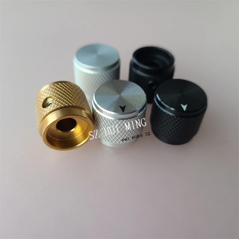 5 uds perilla de aleación de aluminio perillas de potenciómetro sólidas plateadas moleteadas 17*16mm tapa giratoria perillas de interruptor de volumen de guitarra amplificador HI-FI