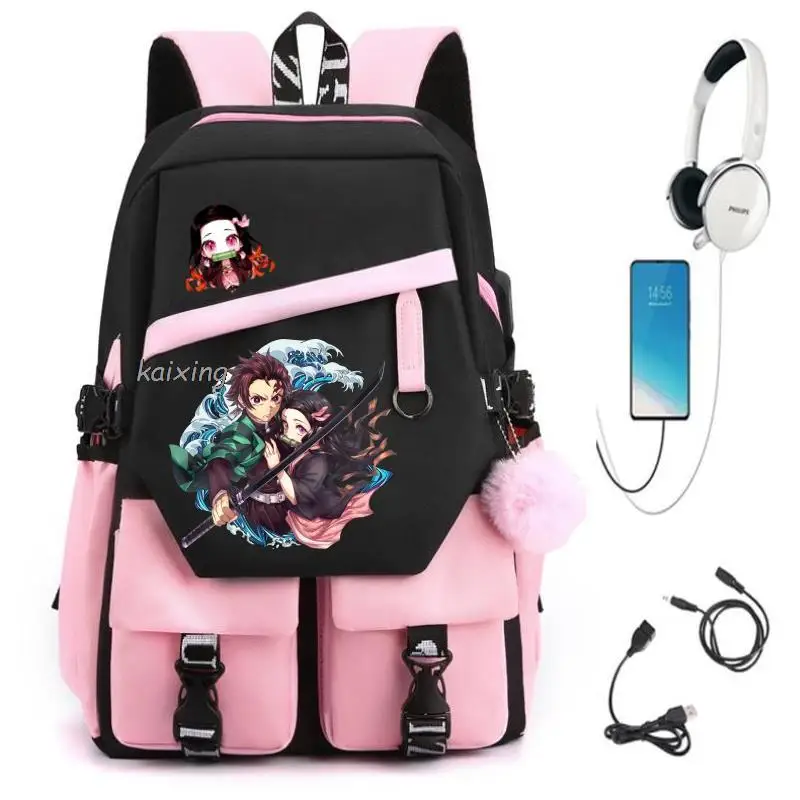 Hot Kamado Nezuko Demon Slayer Students Backpack Teenagers Girls Boys Waterproof shoulder travel bag oxford School Bags Bookbag