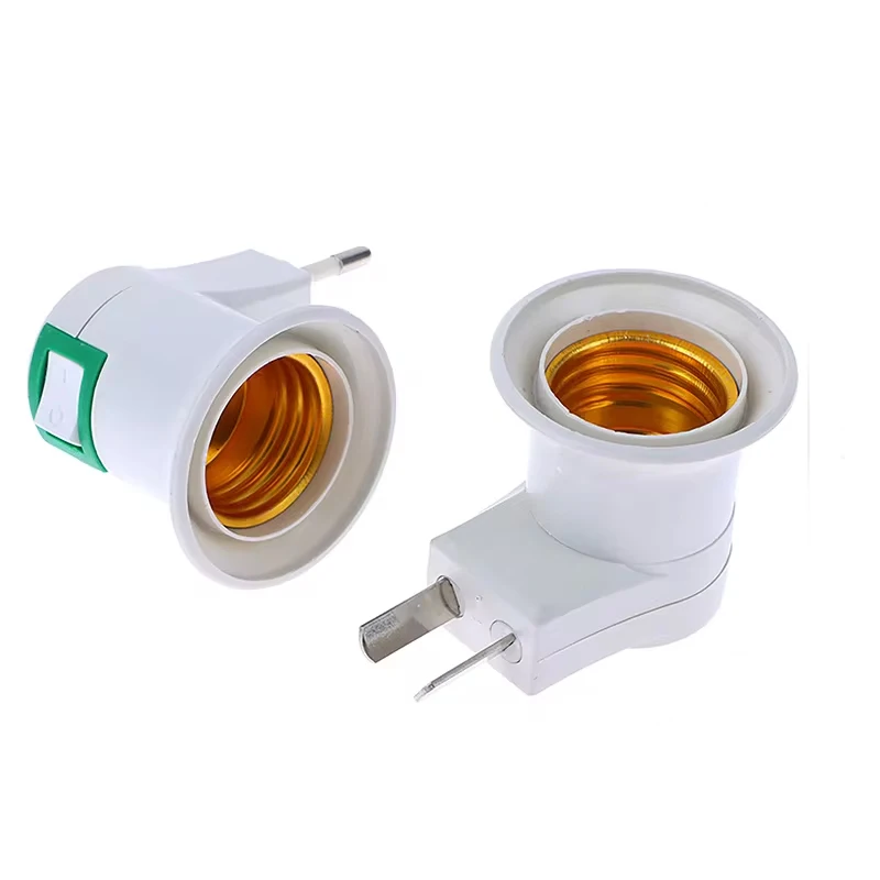 E27 Socket LED Light To EU Plug holder  Adapter Converter ON/OFF For Bulb Lamp Holder Lamp Base