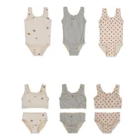 deer jonmi 2026 New Summer Toddlers Girls Princess Cute Swimwear Printed Backless Beach Bikini Children Two-piece Swimsuits