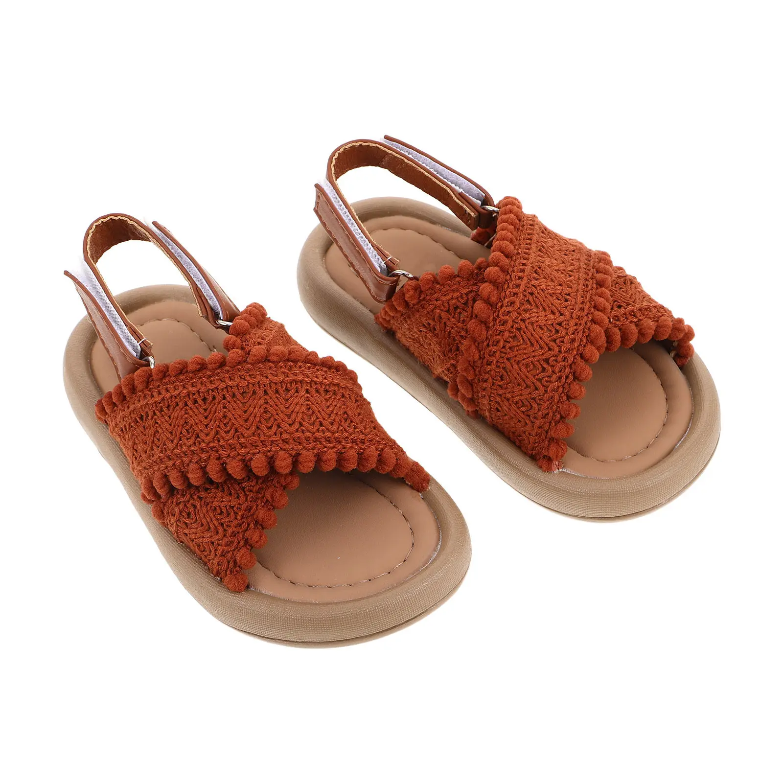 Girls' Ethnic Sandals Summer Lightweight Breathable Outdoor Beach Shoes Soft Sole Anti-Slip Comfortable Kids Footwear