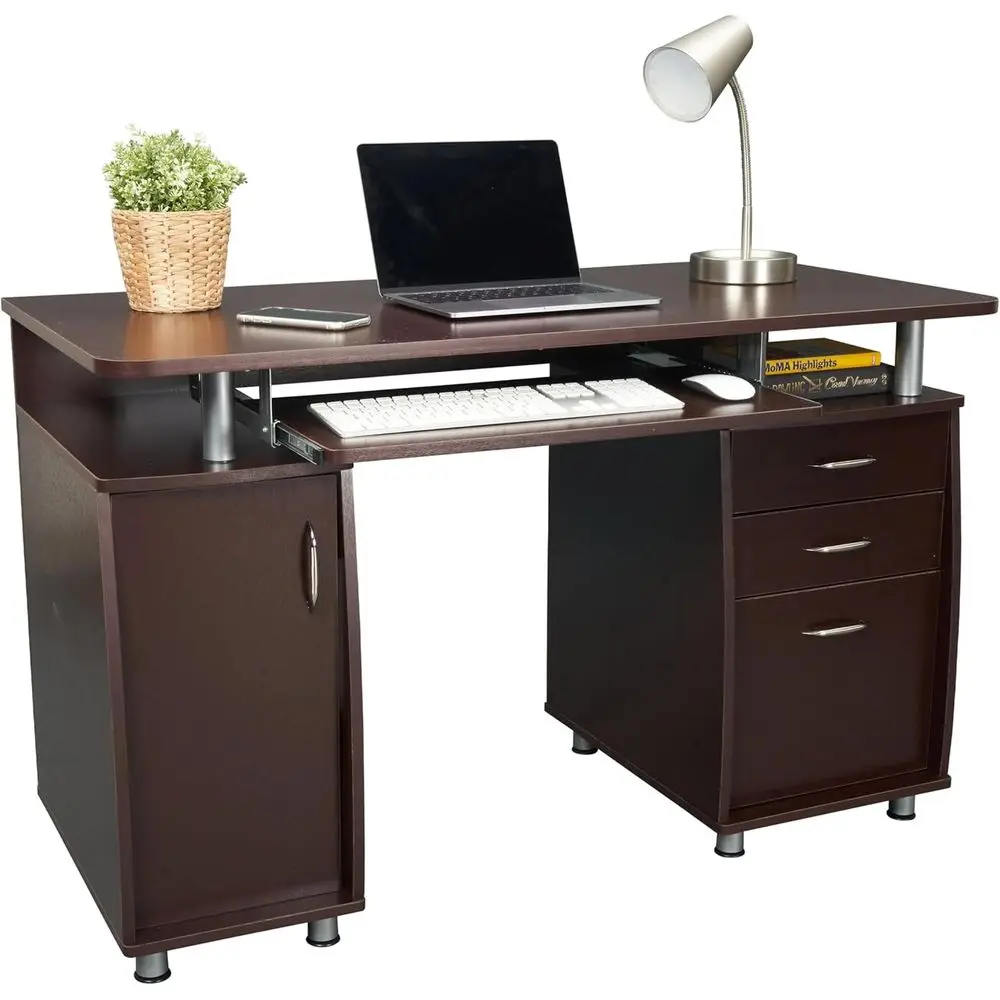 

48'' W Computer Desk with ile Cabinet and Ders, Storage Cabinet with Removable Shel and Ventilation or CPU, Home Oice Desk or Co