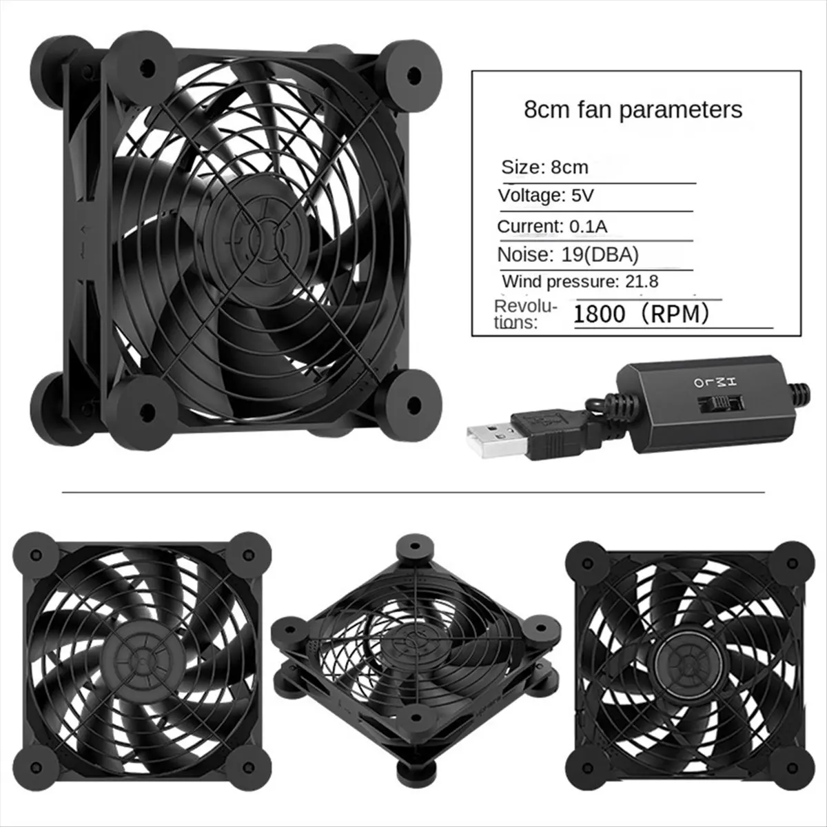 A85P Computer PC Case Fan USB Powered 5V Silent Chassis Cooler for Router Cooling Screws Protective Net D