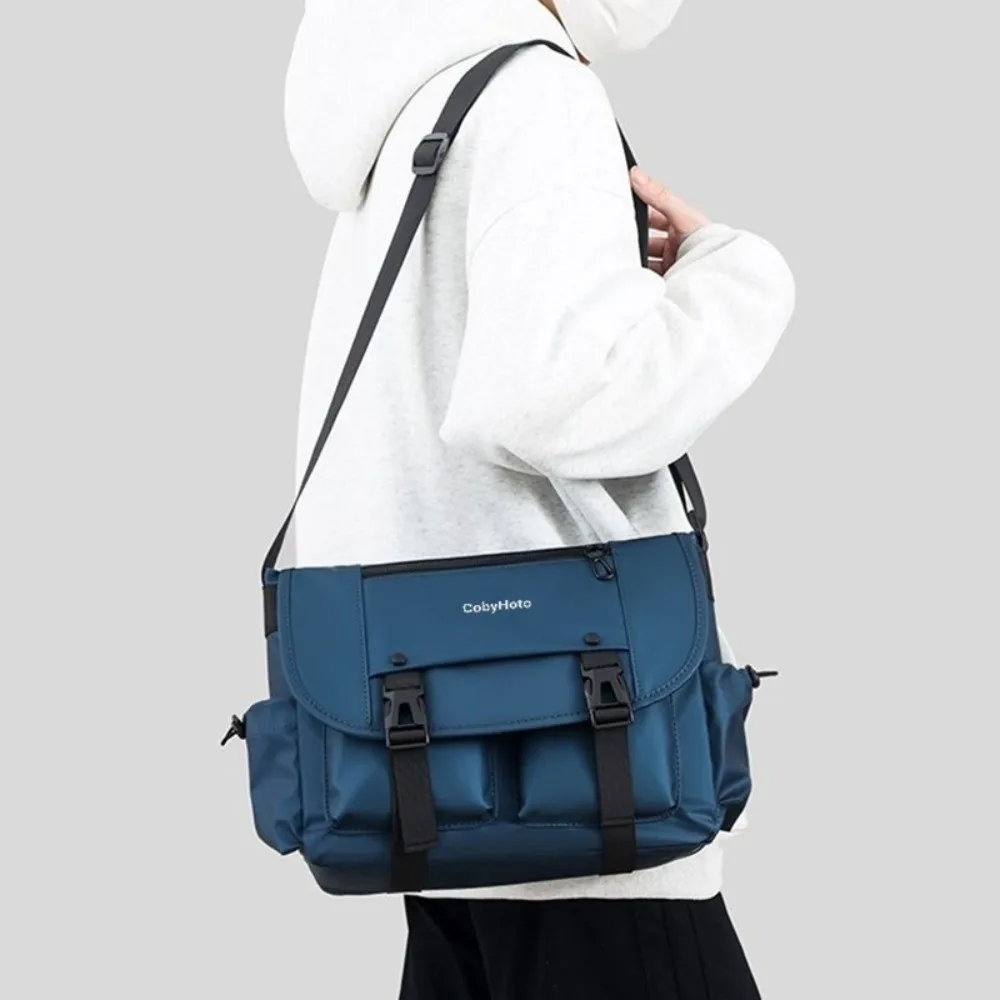 

Сплошная цветная мужская сумка через плечо, большая вместительная водонепроницаемая деловая сумка на плечо, многофункциональная большая квадратная мужская сумка с несколькими карманами