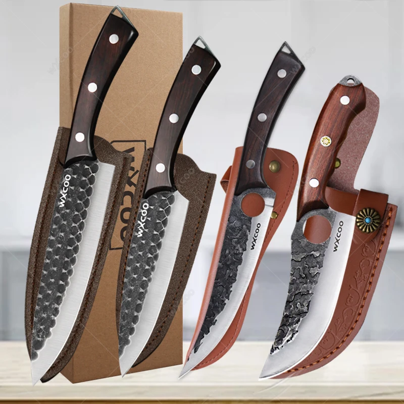 

Hand Forged Boning Chef Slicing Knife Professional Kitchen Knives Cleaver Meat Vegetable Fruit Kitchen Cutting Knife Wood Handle